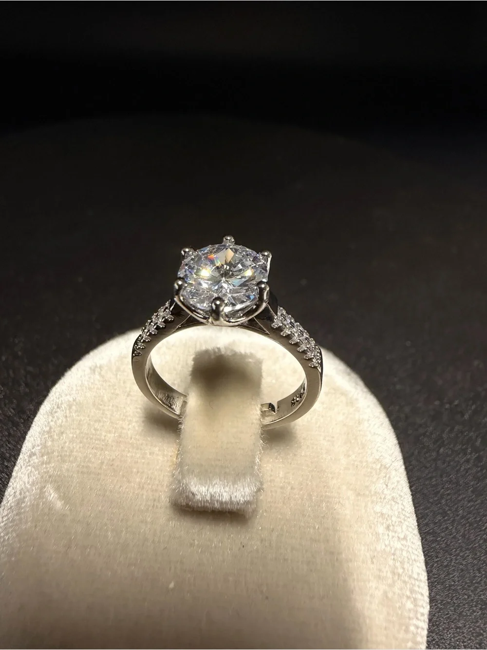 2CT Round Moissanite Pavé Ring | Size 6