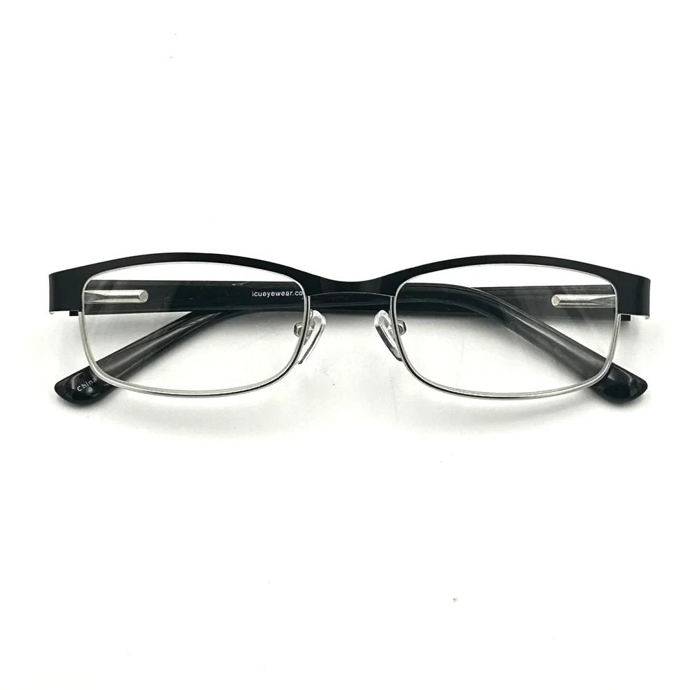 ICU Eyewear Reading Glasses +1.75 Black Silver Semi Rimless Rectangular Readers