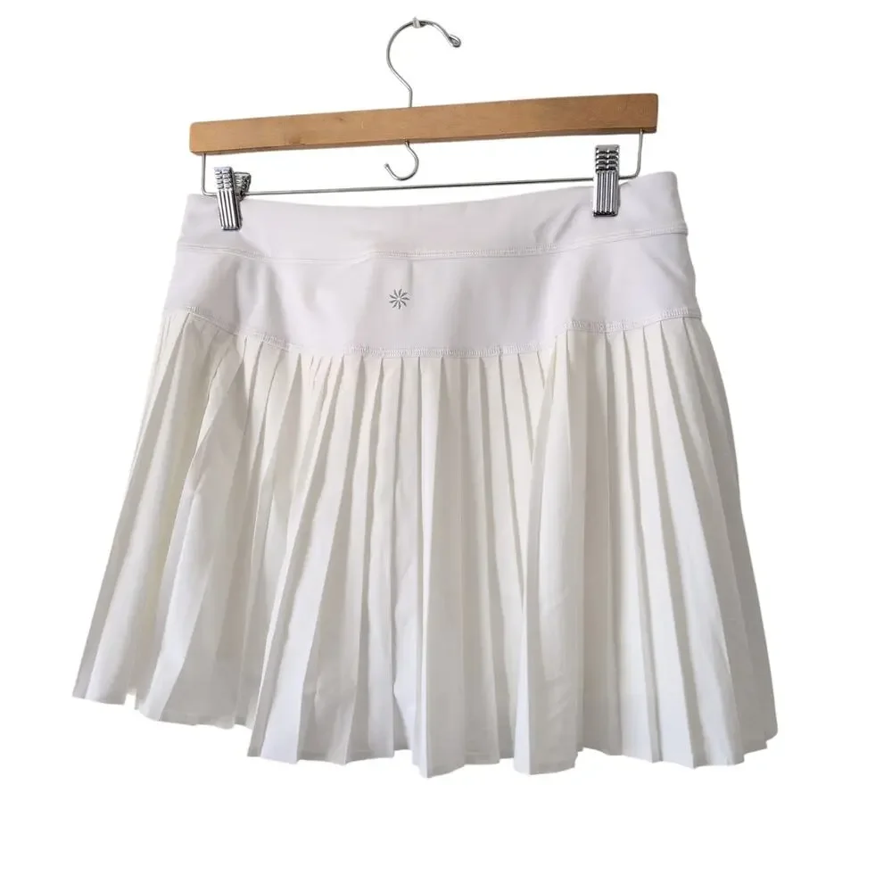 Athleta Jupe Short Advantage Skort White Pleated Medium‎ Golf Tennis Athletic