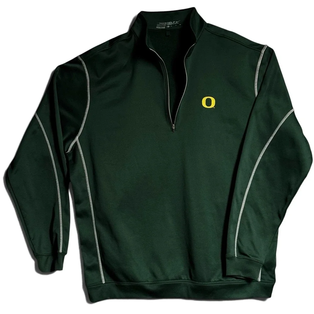 Nike Golf Oregon Ducks 1/4 Zip Pullover Mens XL Green Therma-FIT Golfcore Fleece