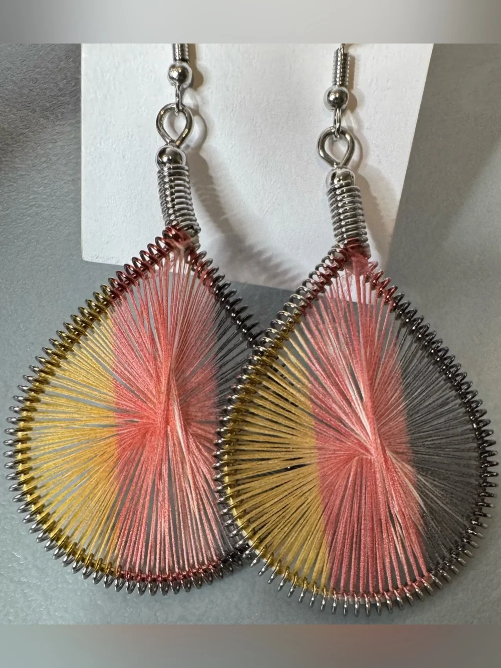 Pink Multicolor Teardrop Thread Earrings - Women Jewelry pastel
