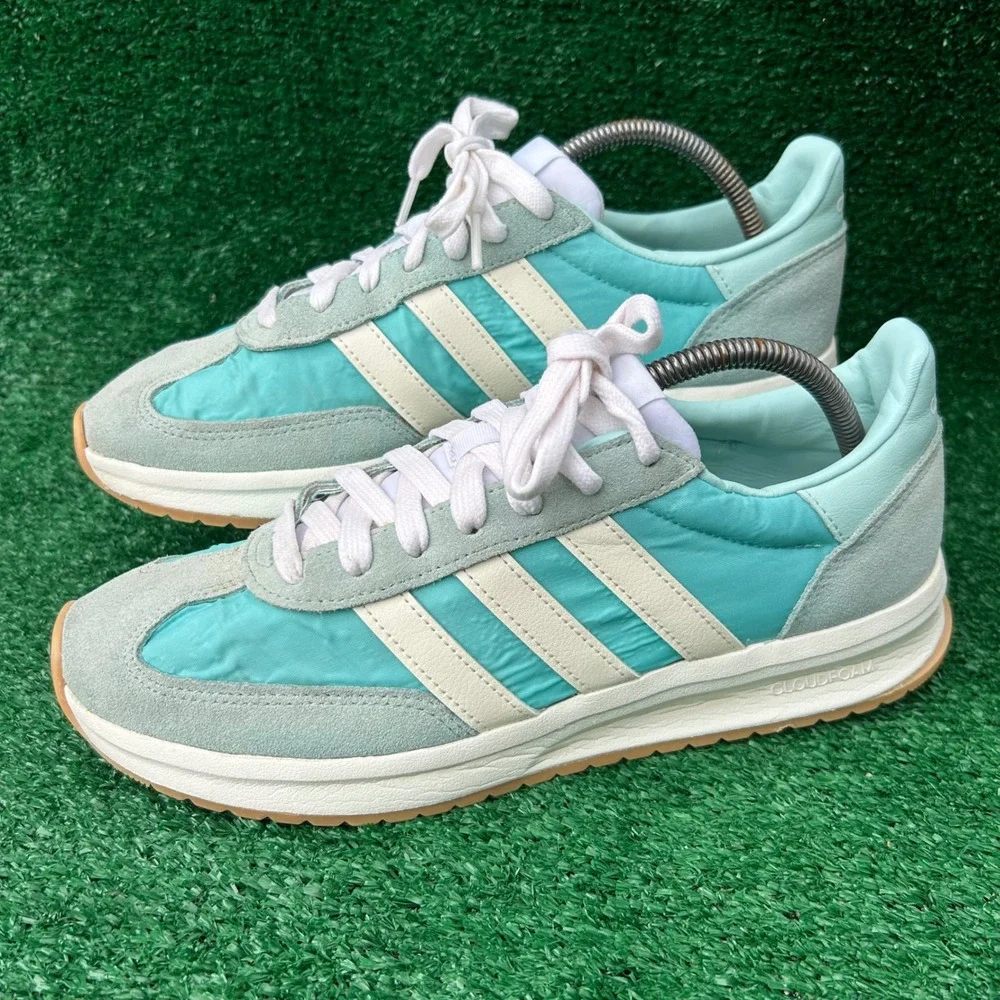 Adidas Run 60s 3.0 Mint Green Teal Suede Sneakers JQ7924 Mens‎ 10