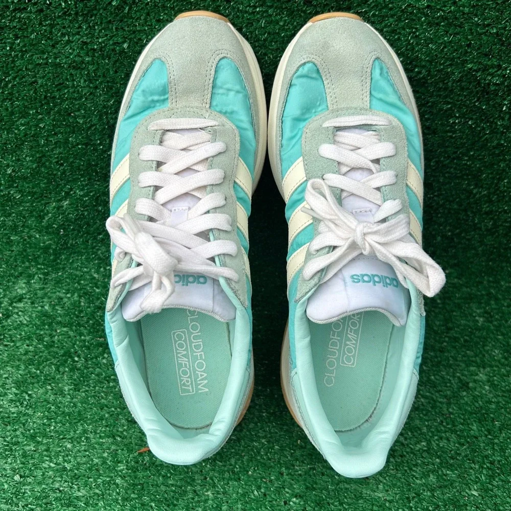 Adidas Run 60s 3.0 Mint Green Teal Suede Sneakers JQ7924 Mens‎ 10