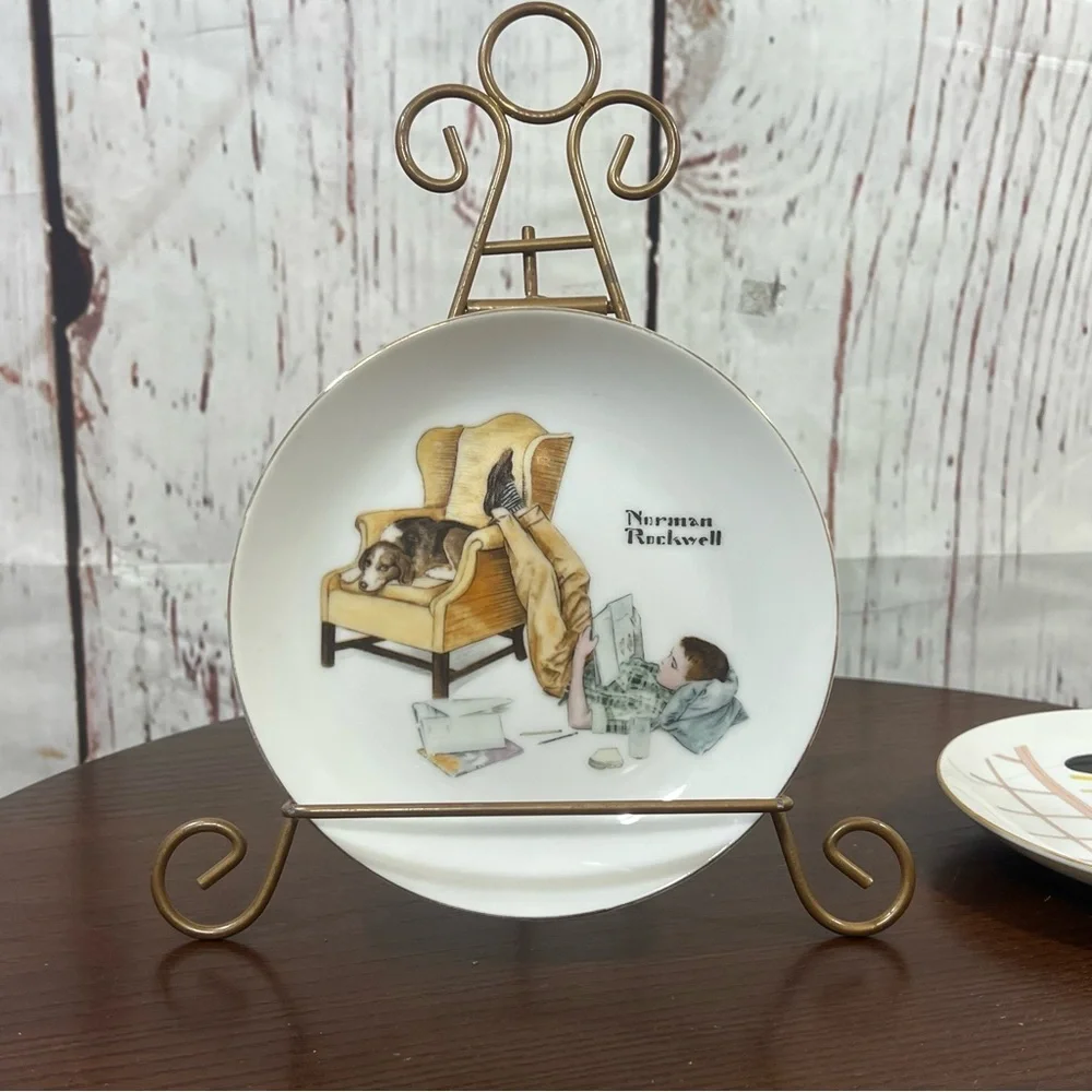 Norman Rockwell & Japanese Geisha Designs Decorative Collector Plates Vintage 80
