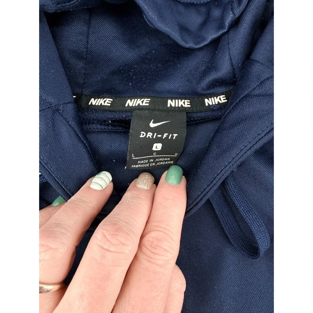 Nike Dri Fit Hoodie‎ Mens Large Navy Blue Athletic Training Pullover Sweatshirt