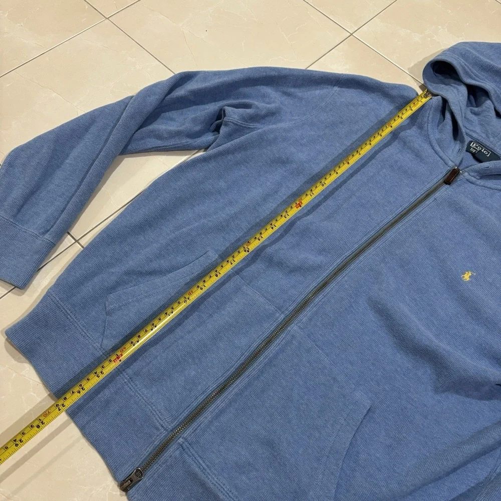 Vintage Polo Ralph Lauren Full Zip Hoodie Men's XL Blue Sweatshirt Pony Y2K