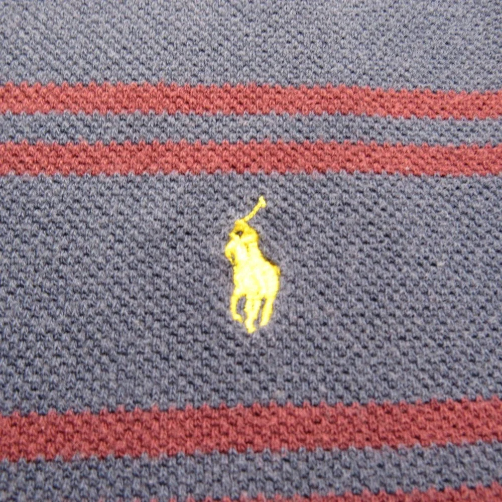 Polo Ralph Lauren Polo Shirt Mens 2XL Big Navy Red Striped Pique Short Sleeve‎
