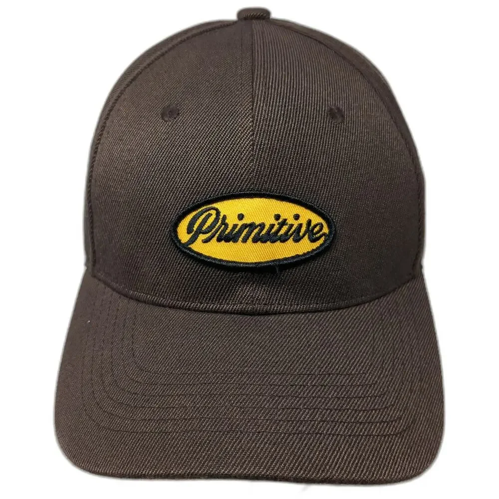 Primitive Snapback Hat Brown One Size Yellow Oval Embroidered Patch Structured