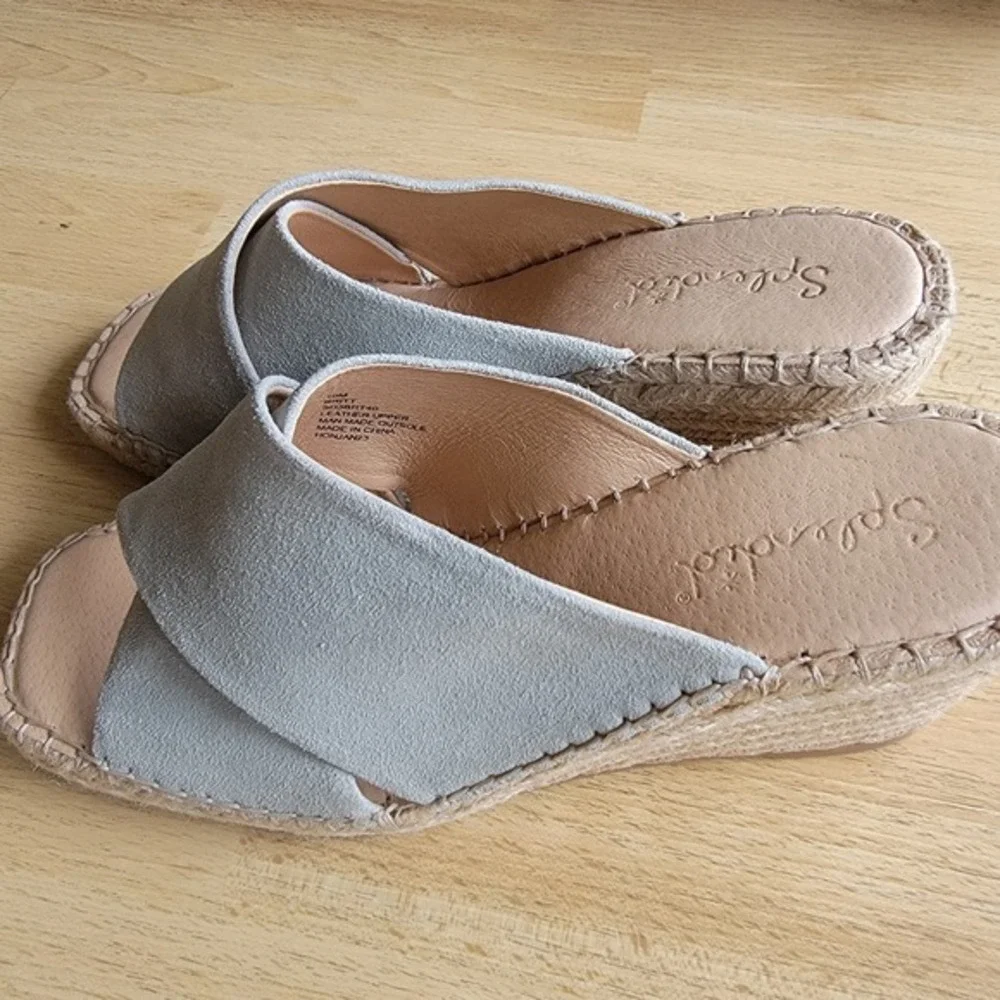 NWT Splendid Britt Light Blue Suede‎ Espadrille Wedge Sandals Womens  Size 10