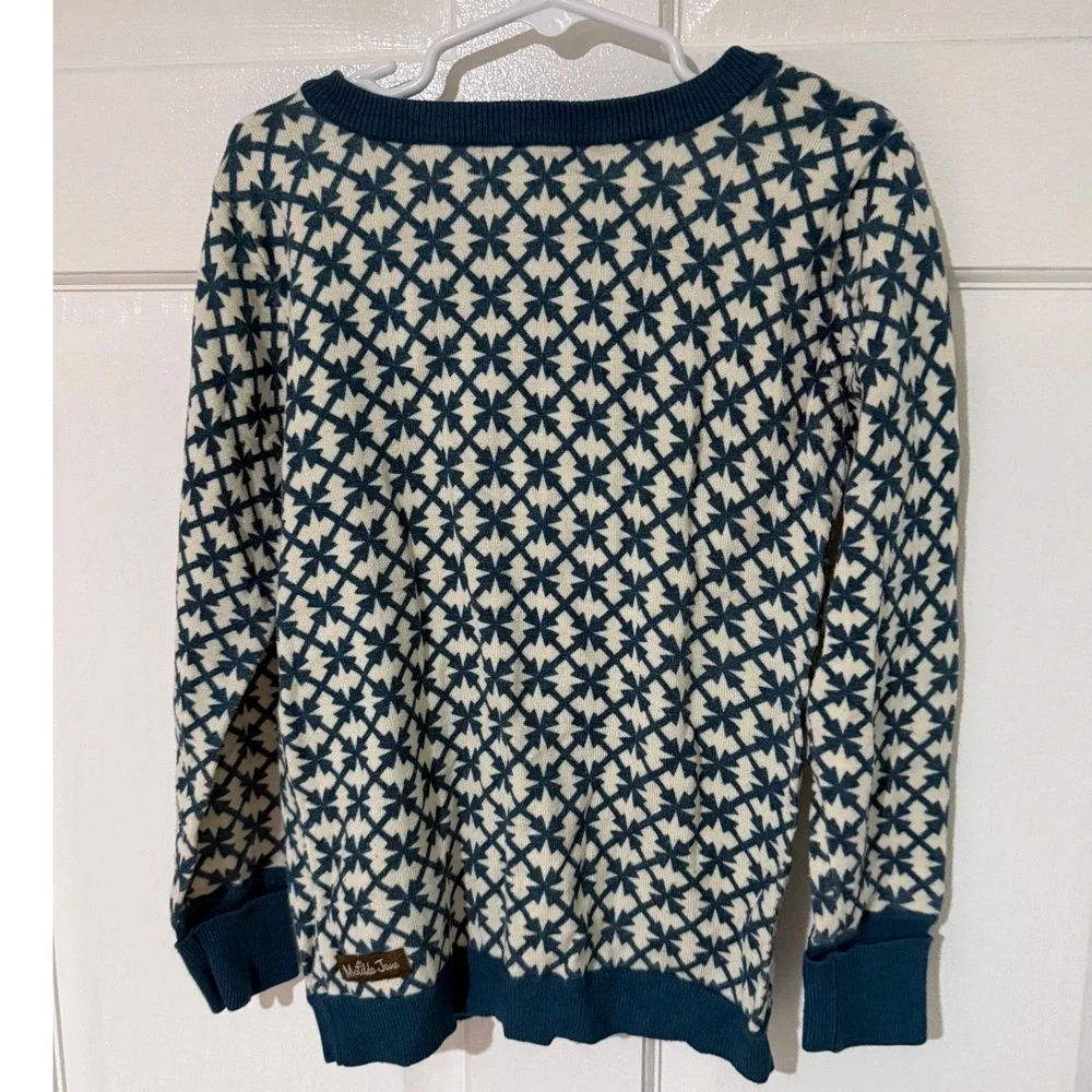 Matilda Jane Girls Teal Cream Geometric Star Cardigan Sweater Size 6‎ T1602