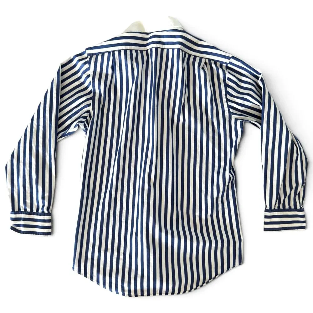 Polo Ralph Lauren Rhodes Custom Fit Nautical Stripe Shirt Men Navy White M 15.5