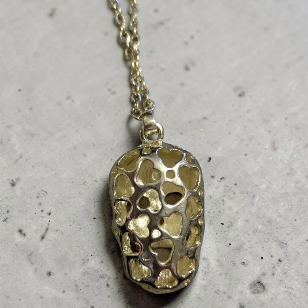 Rhinestone Skull Pendant Necklace, Gothic Halloween Statement Jewelry