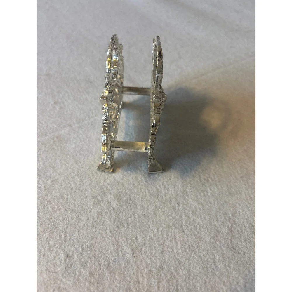 Vintage Silver Tone Grape‎ Leaf Napkin Holder Caddy Table Decor