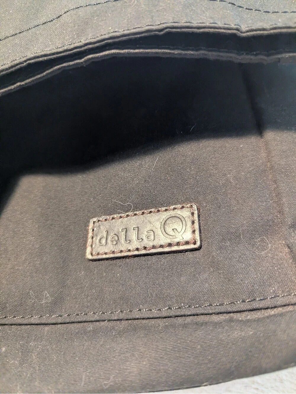 della Q Black Canvas and Leather Crossbody Bag