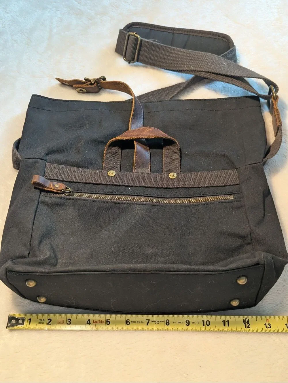 della Q Black Canvas and Leather Crossbody Bag