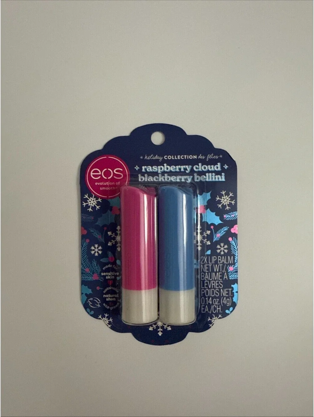 Eos Holiday Lip Balm 1pk Raspberry Cloud Bellini & 1pk Iced Gingerbread Milk