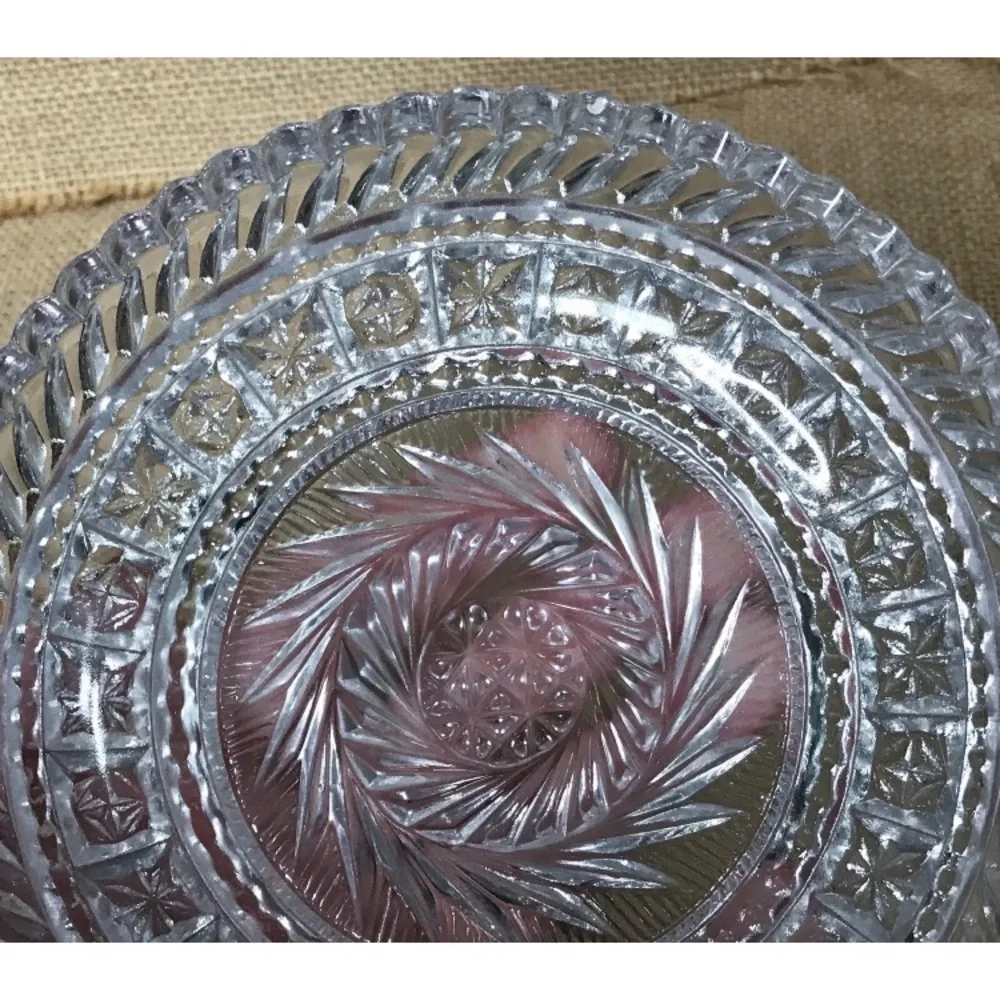Vintage Fostoria Crystal Whirlwind Round Condiment Dish Fairy Core Elegant