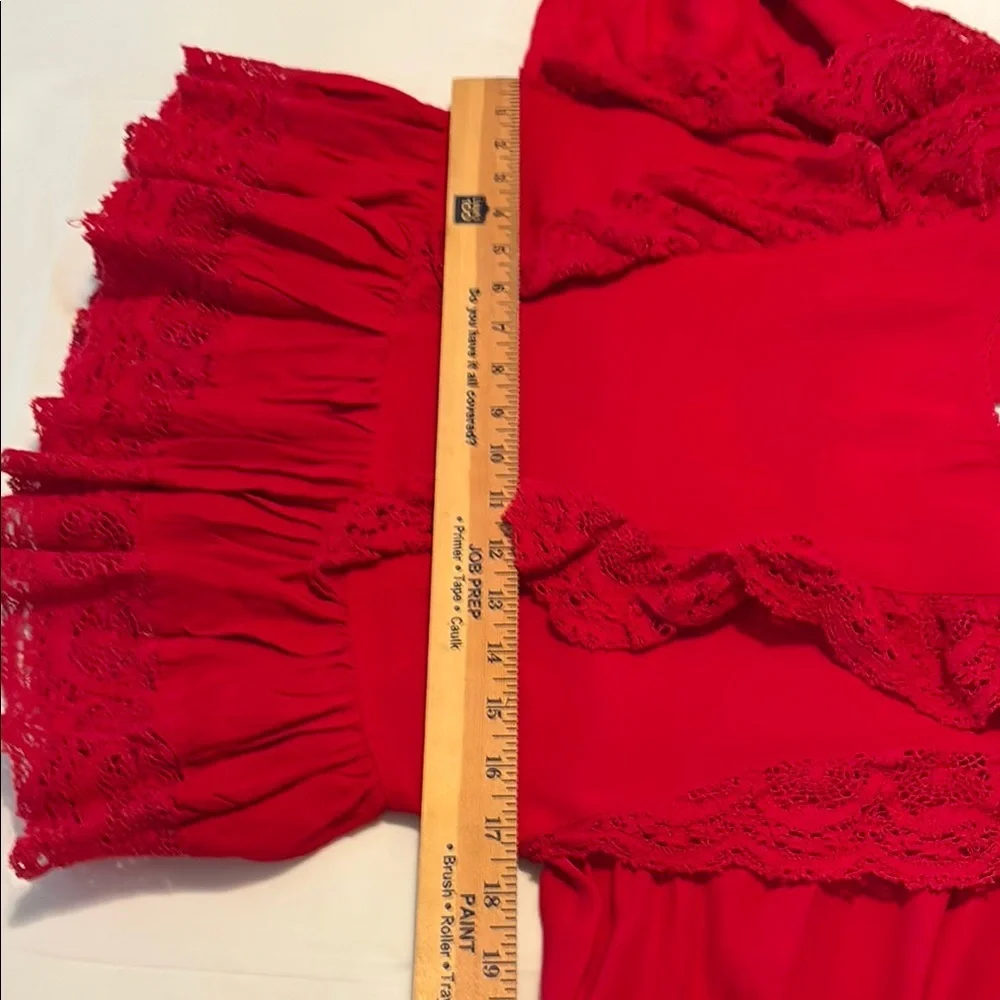 Free People Red Ruffled Bell Sleeve Crop Blouse