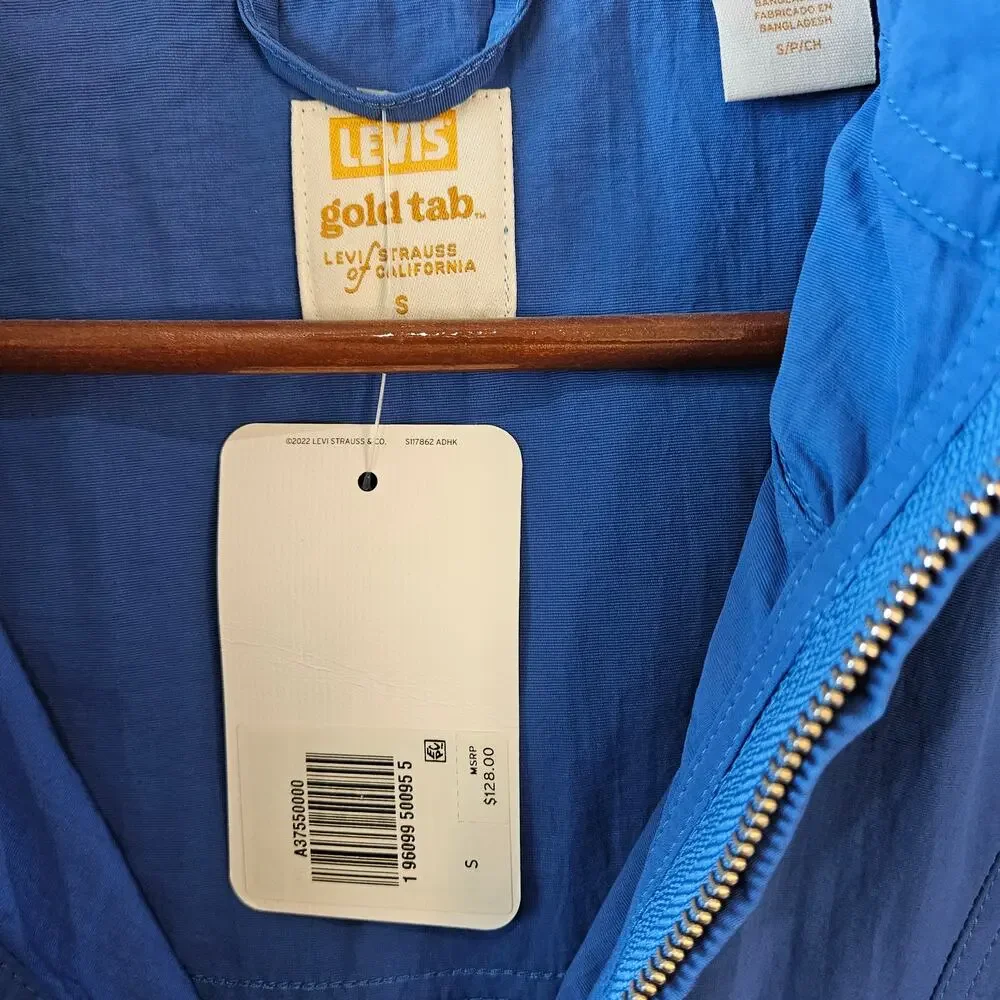 Levi's Gold Tab Windbreaker Hoodie Jacket Blue Size Small