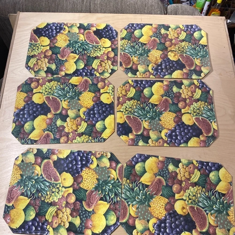 Bundle of 6 Fruit Pattern Placemats Set (NE)