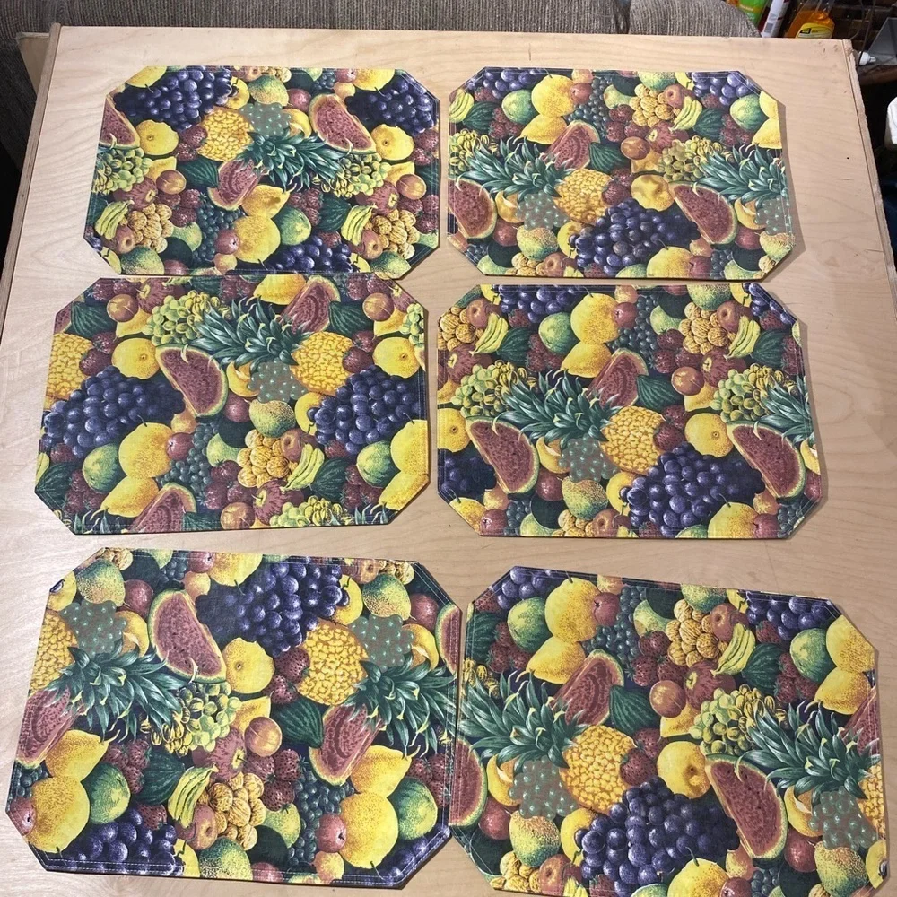 Bundle of 6 Fruit Pattern Placemats Set (NE)