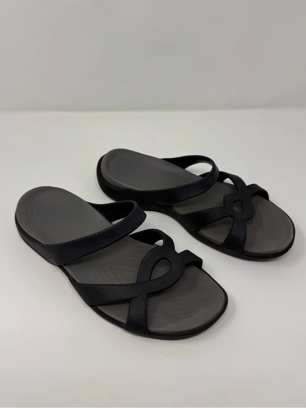Crocs Women's Meleen Twist Sandals Gray Black Size 7, strap shoe comfort outdoor