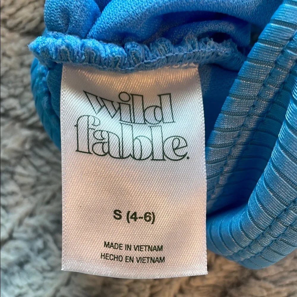 Wild Fable Womens Light Blue Ribbed Bralette‎ Bikini Set Size Small S 4-6