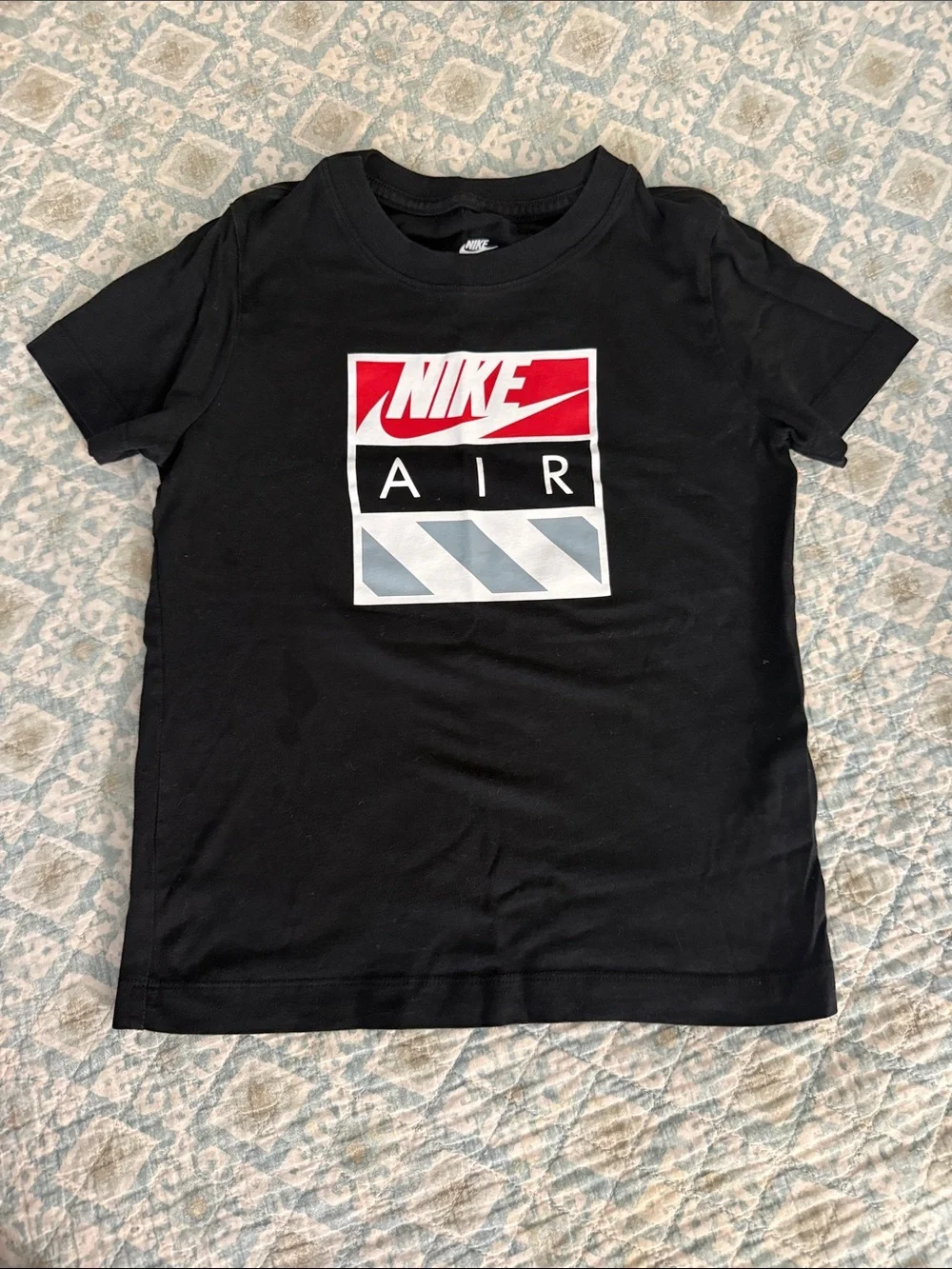 Nike Black Short-Sleeve Tee with Red and Gray Logo