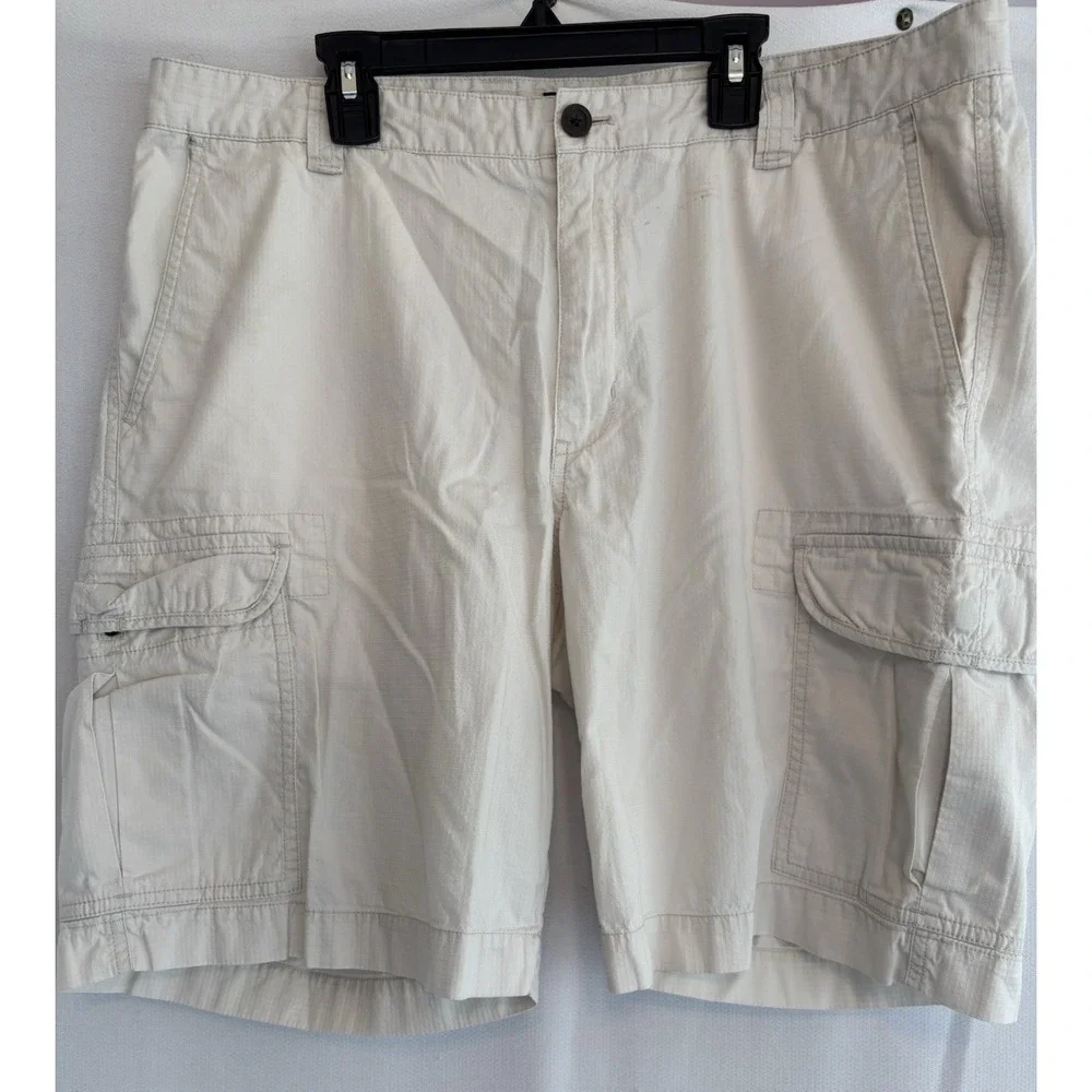 Chaps Cargo Shorts Mens 36x9 Khaki Hiking Fishing Utility Outdoor Pockets