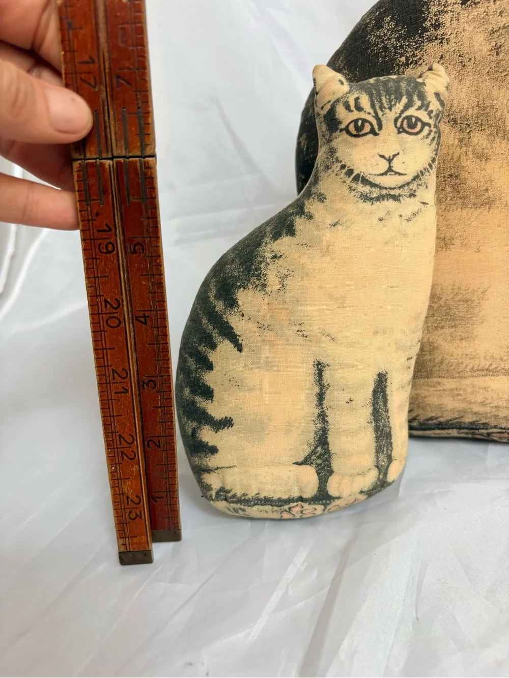 Handmade Cat Print Decorative Pillow - vintage Style