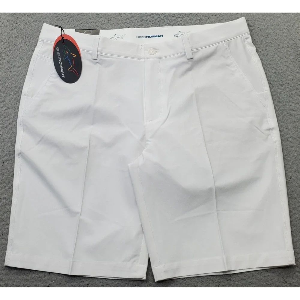Greg Norman ML75 Microlux Golf Shorts Men 36 White Play-Dry Performance G7S9H902