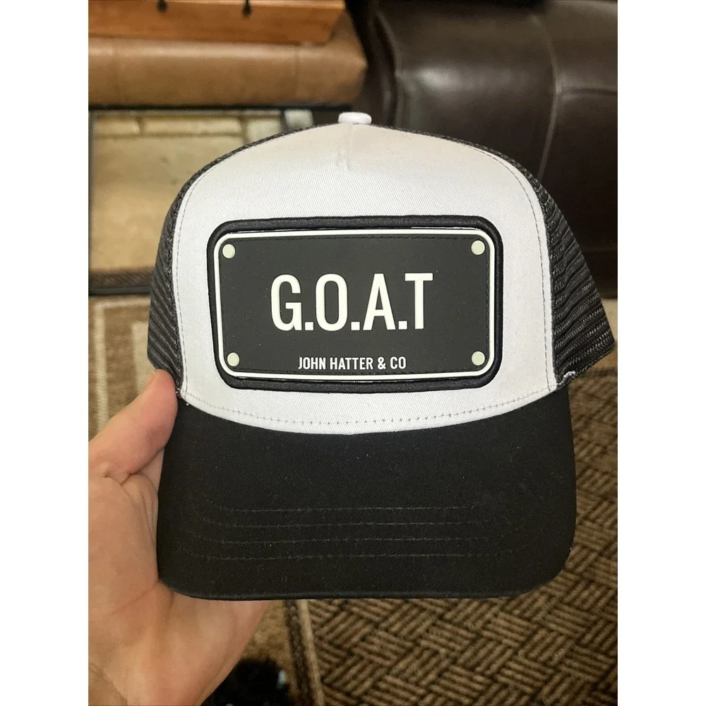 John Hatter & Co GOAT Trucker Hat Cap New Rubber‎ Plaque Plate Snapback Hat