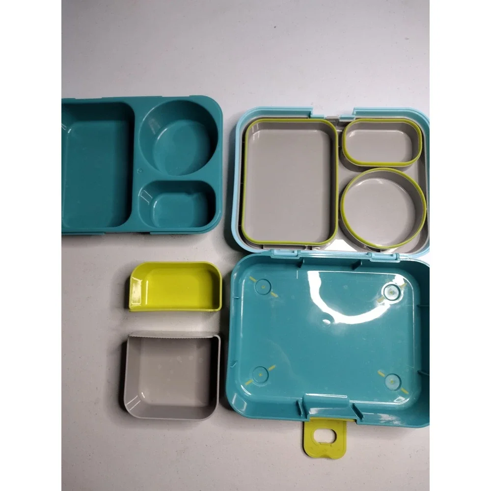 Thermos Kids‎ Bento Box Lunch Box Blue Yellow Compartments School Lunch