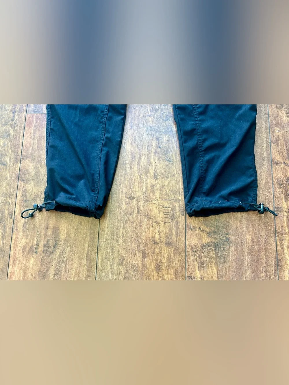 Iceburg Men’s Black Lightweight Stretch Cargo Hiking Pants Sz L Cinch Hem