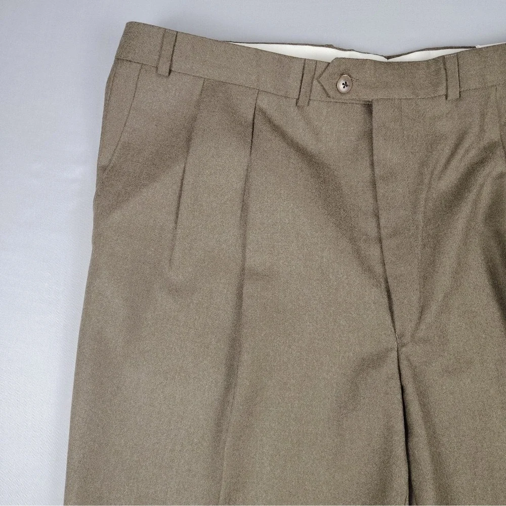 VTG Chaps Ralph Lauren Pants Mens 42x32 Brown Wool Pleated Cuffed NWT Office
