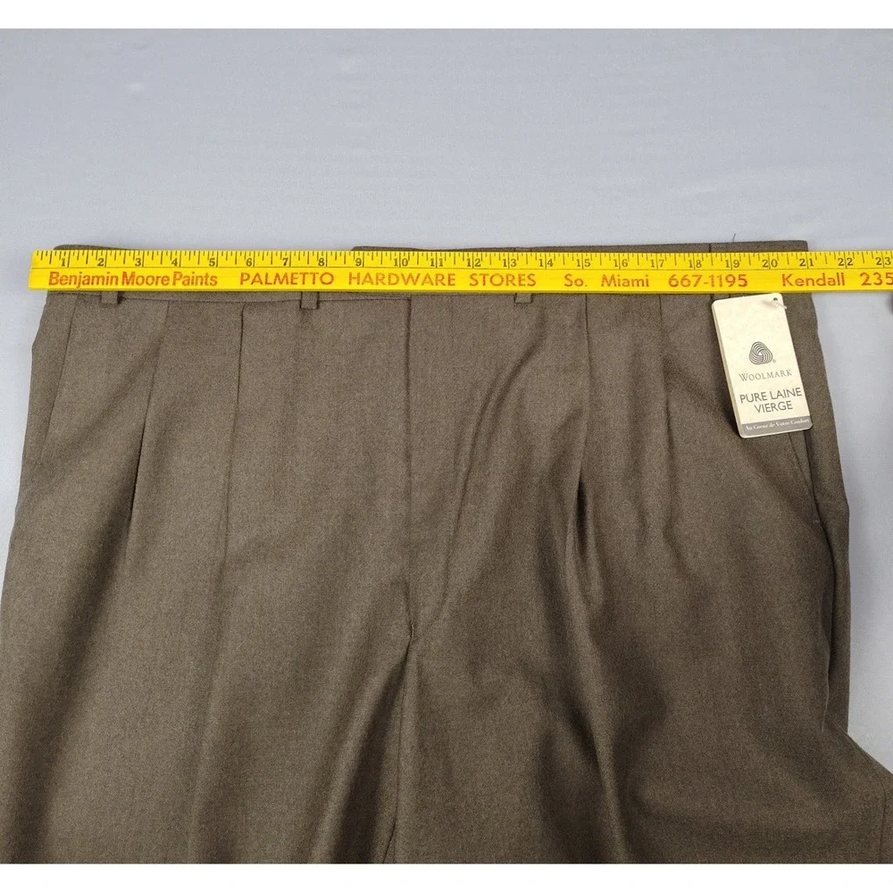 VTG Chaps Ralph Lauren Pants Mens 42x32 Brown Wool Pleated Cuffed NWT Office
