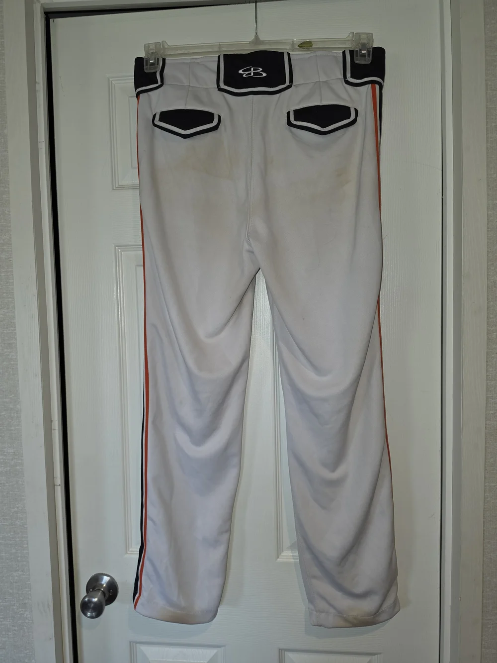 Boombah Men’s Baseball Pants with Black and Orange Side Stripes