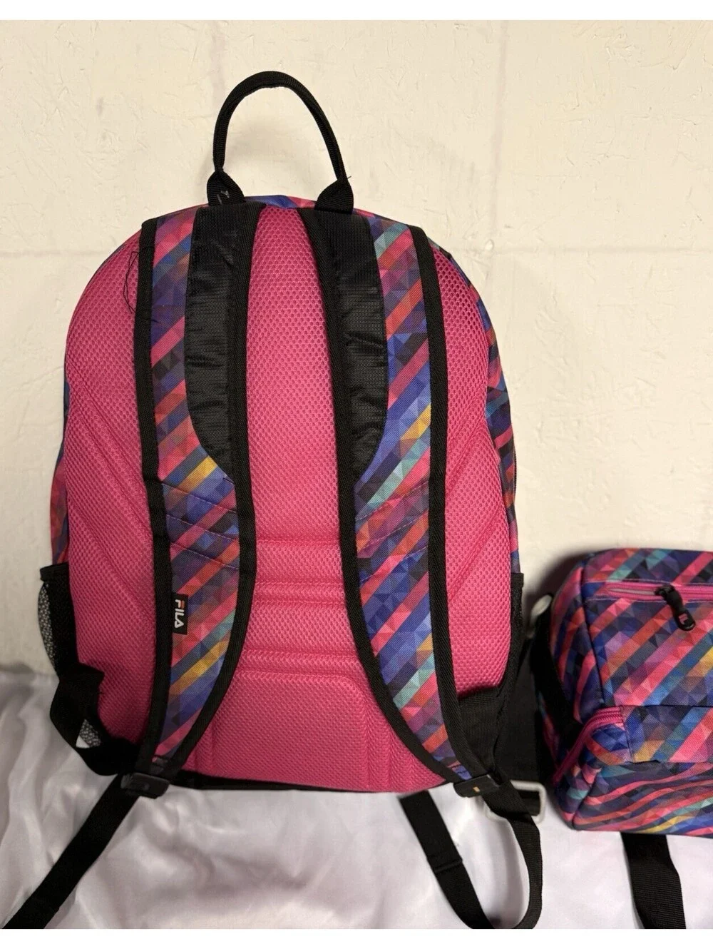 Filatech Multicolor Geometric Backpack with Insulated Lunch Bag Set