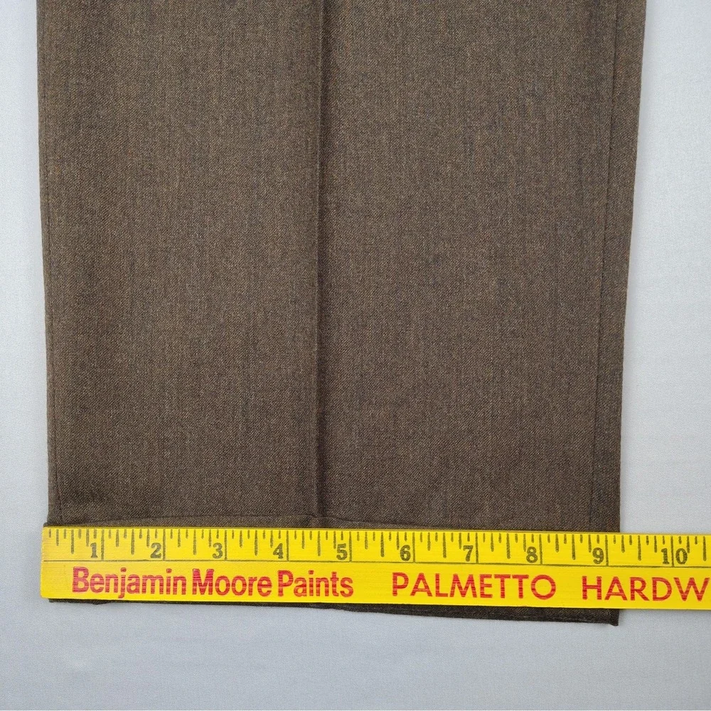 VTG Claiborne Dress Pants Mens 42x32 Brown 100% Worsted Wool Pleated Cuffed NWOT