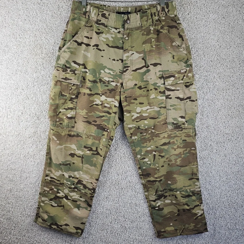 5.11 Tactical Mens Relaxed Fit TDU Cargo Pants 34x27.5 MultiCam Camo Double Knee