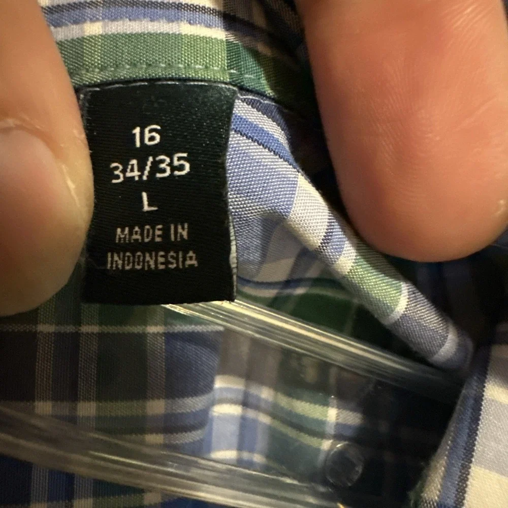 Lauren Ralph Lauren Shirt Mens L Sleeve Button Front Plaid Pocket
