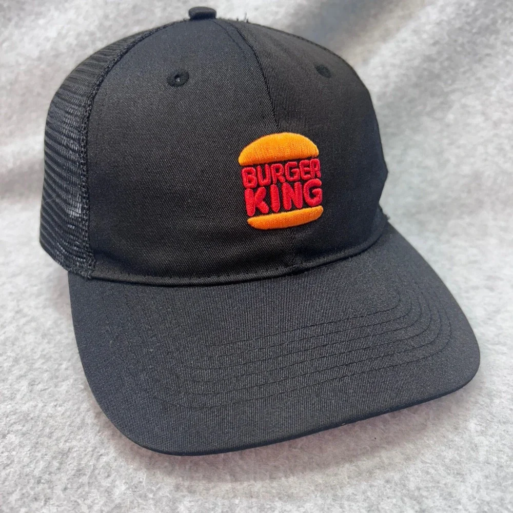 Burger King Logo Mens Black Burger King Trucker Hat Mesh Snapback OSFM