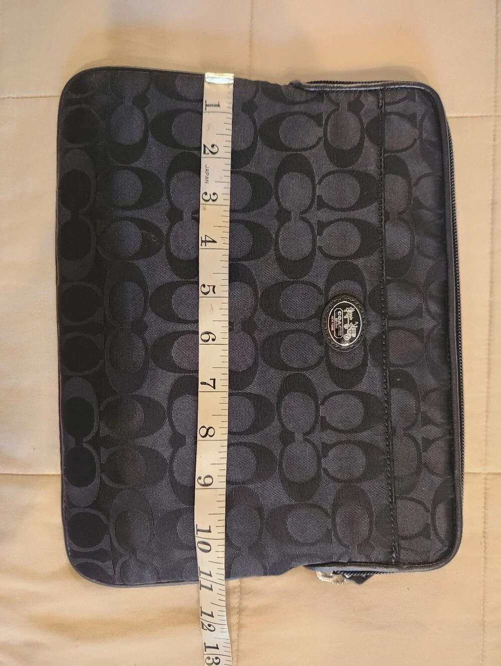 Coach iPad Tablet Case Padded, Black Fabric, Signature Print w/ Hangtag EUC