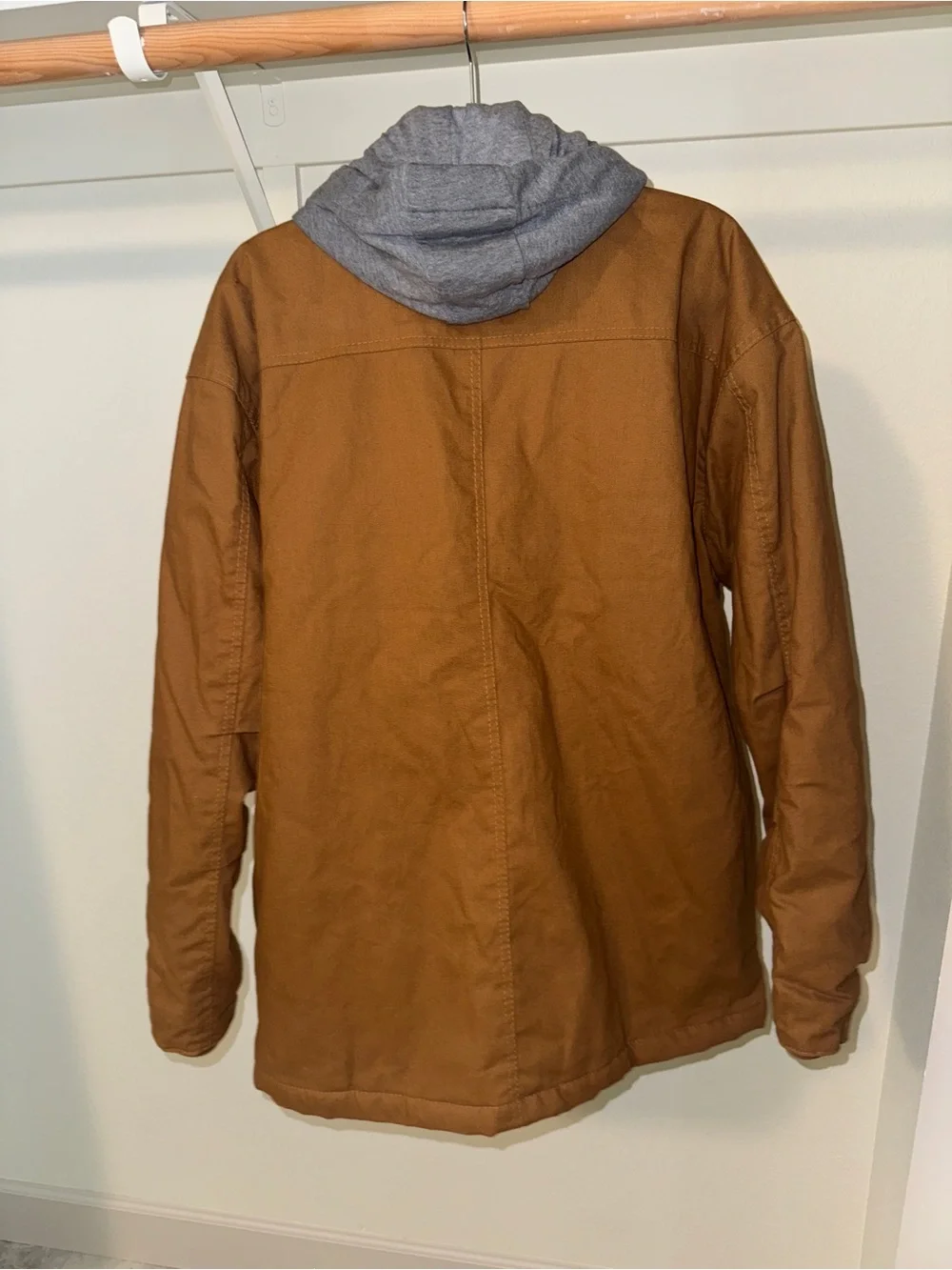 Men’s XL Wrangler Brown Lightweight Jacket with Attached Gray Hood
