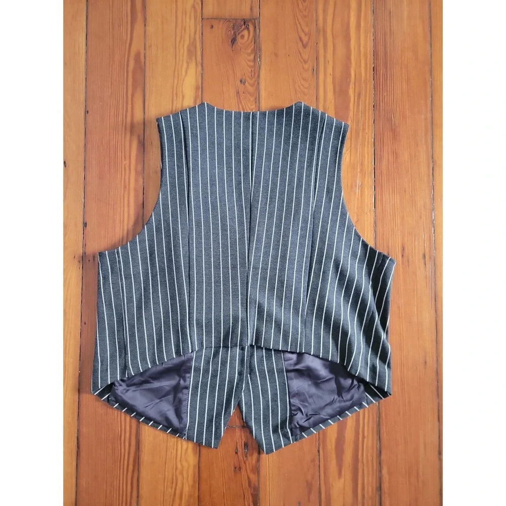 Torrid Studio Tailored Vest Womens 1X Heather Charcoal Grey Waistcoat Pinstripe