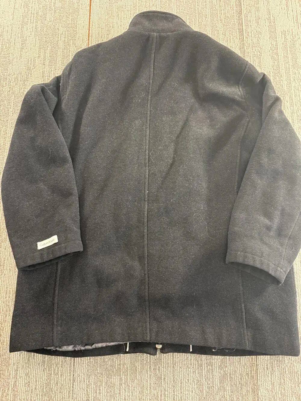 Calvin Klein Car Coat Mens XL Black Quilted Lined Full Zip Stand Collar Pockets