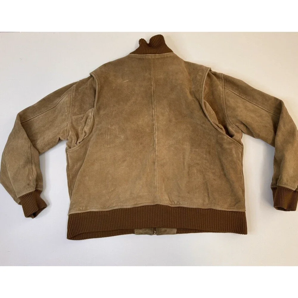 Vintage Polo Country Ralph Lauren Suede Flight Jacket Plaid Lined DISTRESSED XL