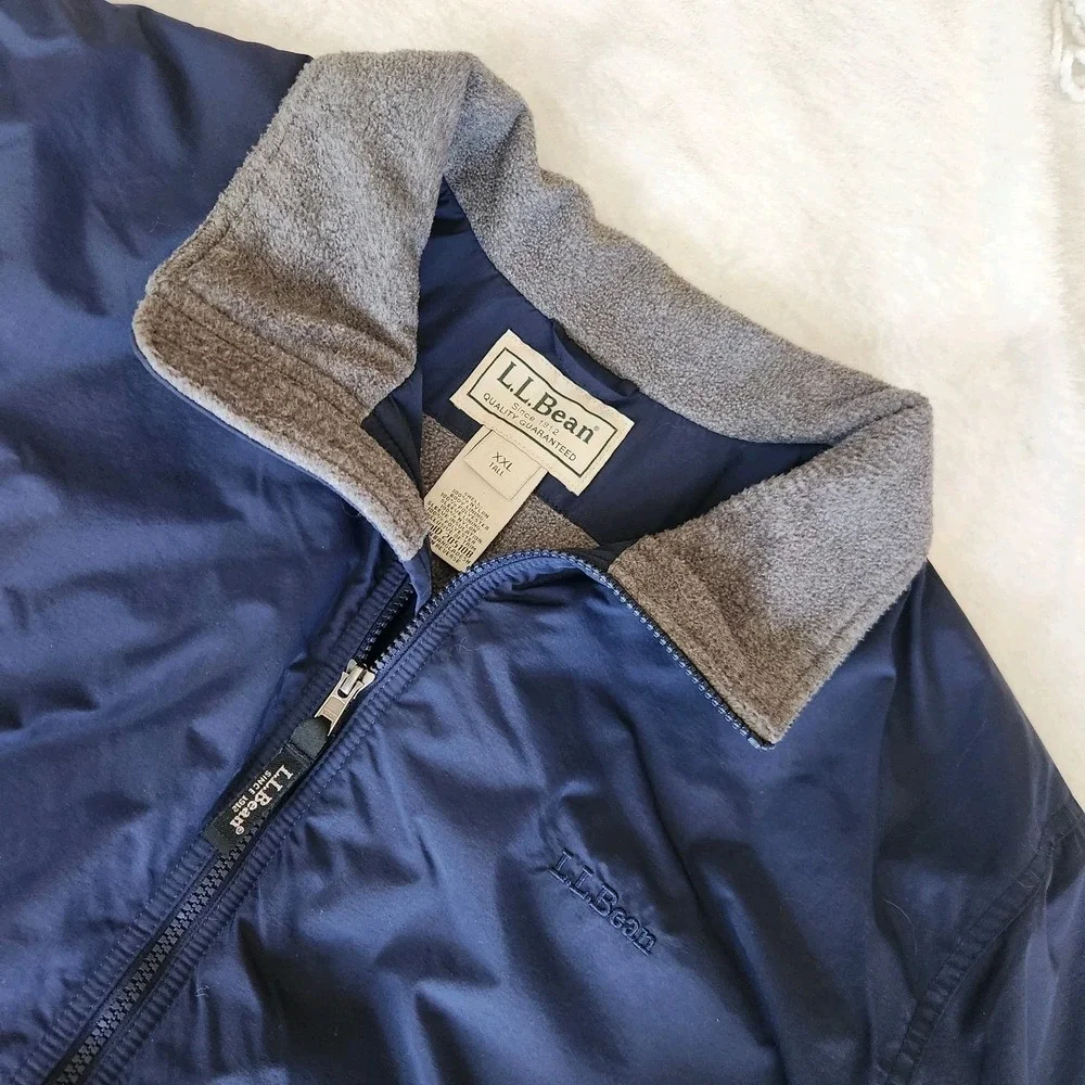 L.L Bean Bomber Jacket Mens XXL Vintage Warm Up Fleece Lined Coat Navy