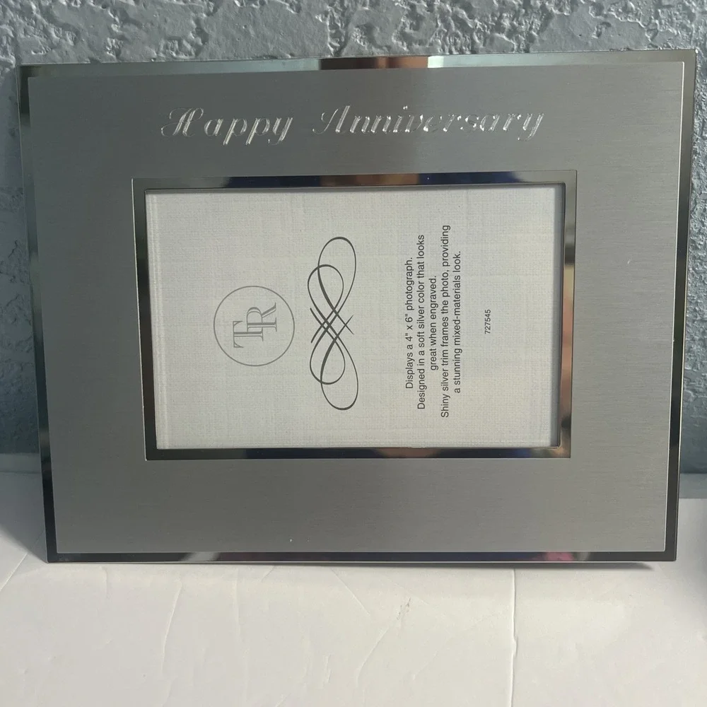 Things Remembered Happy Anniversary Chrome Finish Picture Frame 4 X‎ 6 New