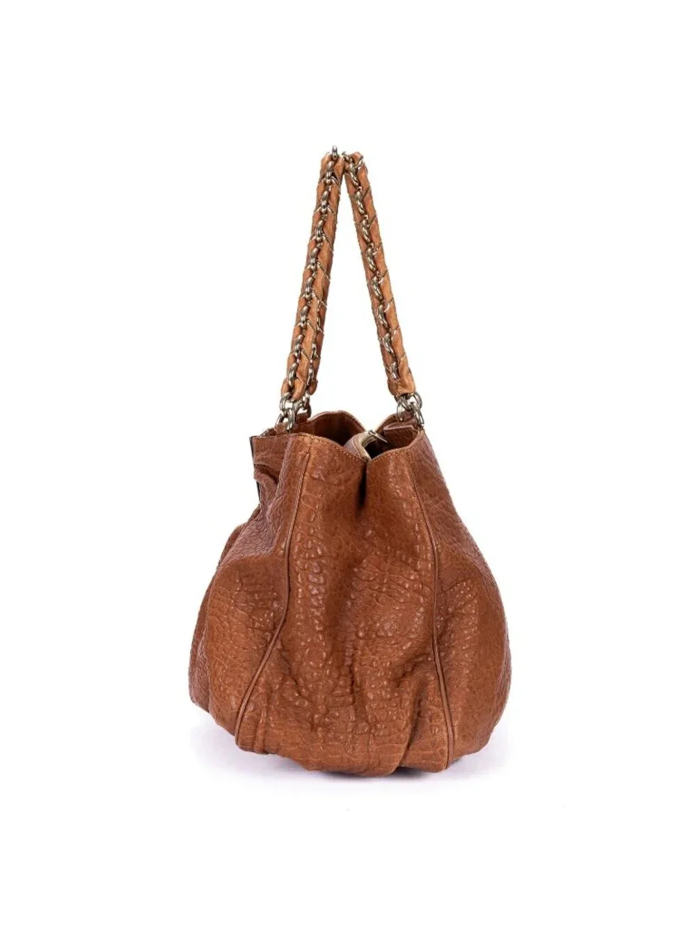 Fendi Small Hobo Tan Textured Leather